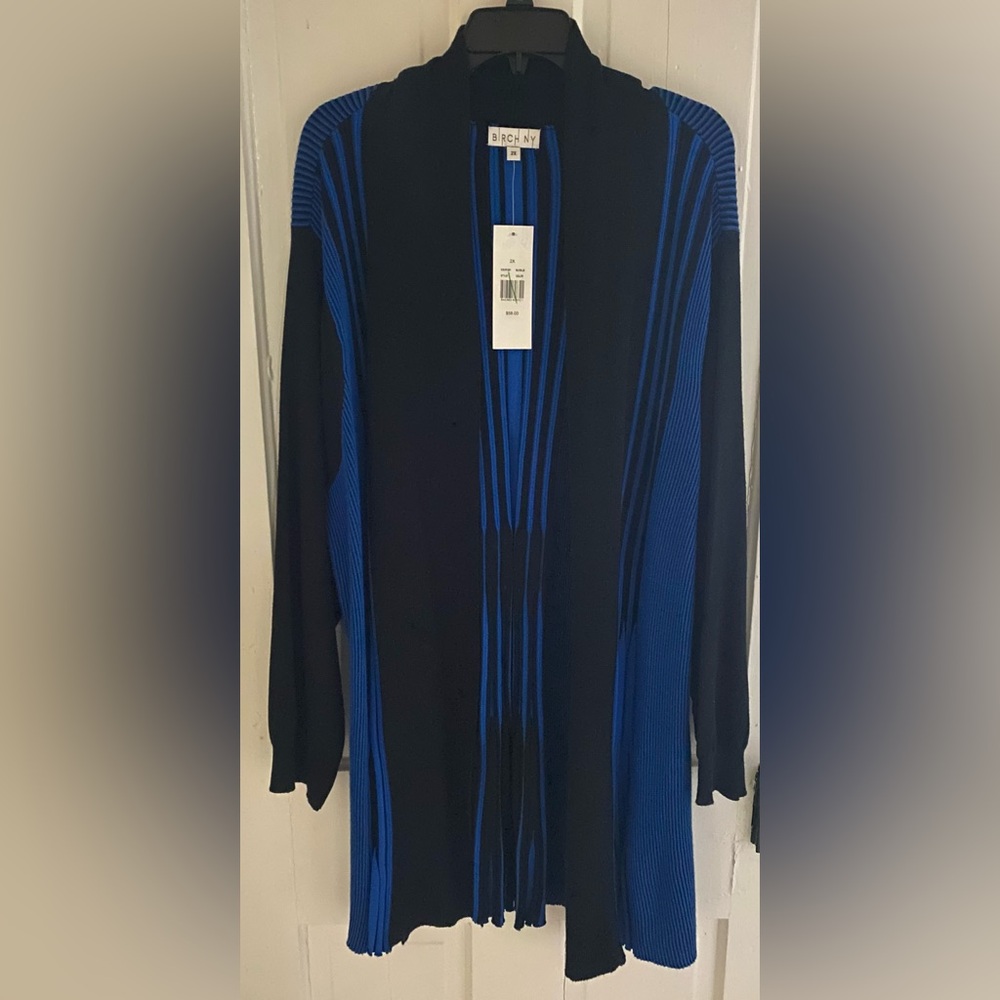 Elegant Black and Blue Women's Cardigan